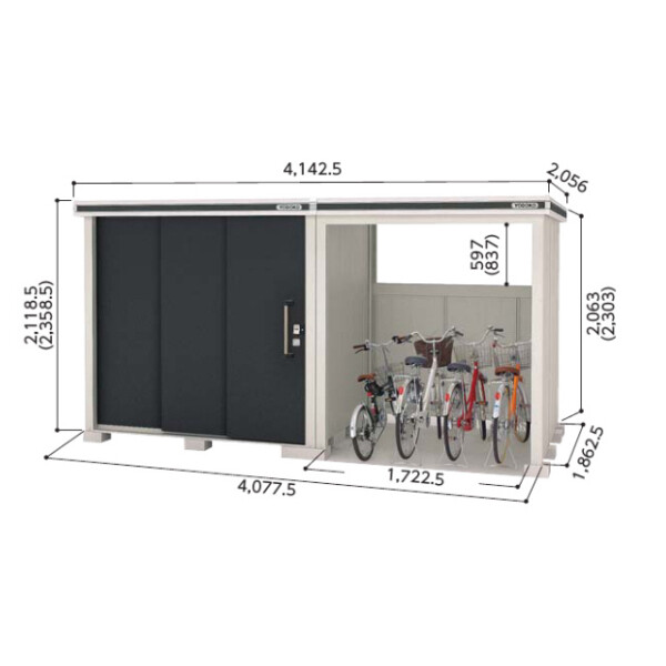 受注生産品 ヨドコウ LMD+LKD／エルモコンビ LMDS-2218+LKDS-1818 物置 積雪型 標準高タイプ 