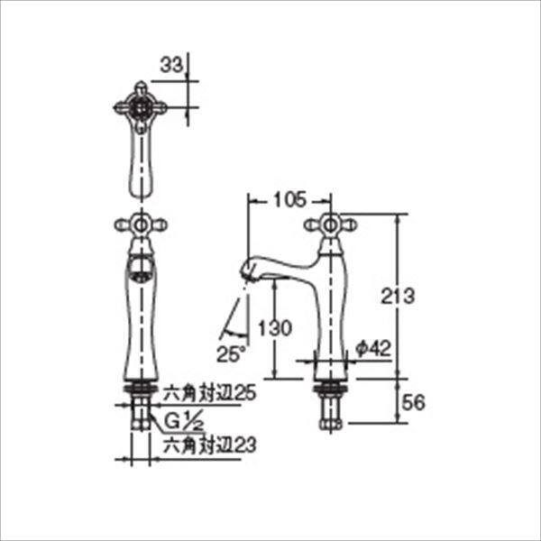 カクダイ 水栓金具 ＴＯＲＩ 立水栓 （ミドル） 716-246-13