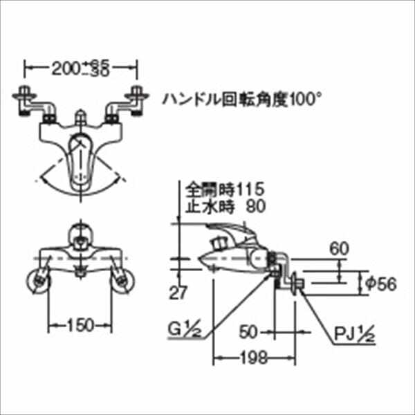 カクダイ　水洗金具 TAMON　サーモスタットシャワー混合栓　173-215K KAKUDAI（カクダイ） 水栓金具 TAMON⁄多聞 洗面手洗い水栓金具
