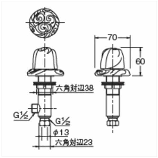 カクダイ 水栓金具 祥竜 しょうりゅう カウンター化粧バルブ 784-411 