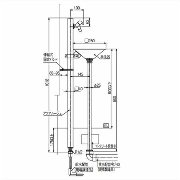 オンリーワン アクアルージュ 水栓柱 TK3-SKMB +水鉢セット+ハンドルセット マリンブルー