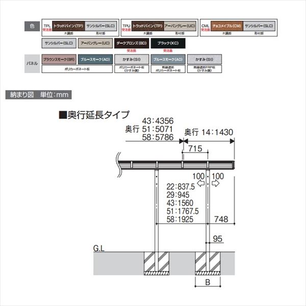 サイクルポート 三協アルミ ニューマイリッシュ ミニタイプ 奥行延長タイプ 2222+1422 H28 本体：アルミ形材/屋根材：ポリカ 『サビに強いアルミ製 家庭用 自転車置き場 屋根』 