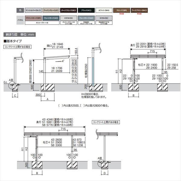 サイクルポート 三協アルミ セルフィ ミニタイプ 基本タイプ 2921 H28 本体：アルミ形材/屋根材：ポリカ 『サビに強いアルミ 家庭用 自転車置き場 屋根』 