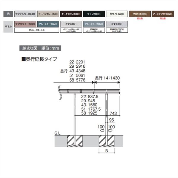 サイクルポート 三協アルミ セルフィ ミニタイプ 奥行延長タイプ 2221+1421 H28 本体：アルミ形材/屋根材：ポリカ 『サビに強いアルミ 家庭用 自転車置き場 屋根』 