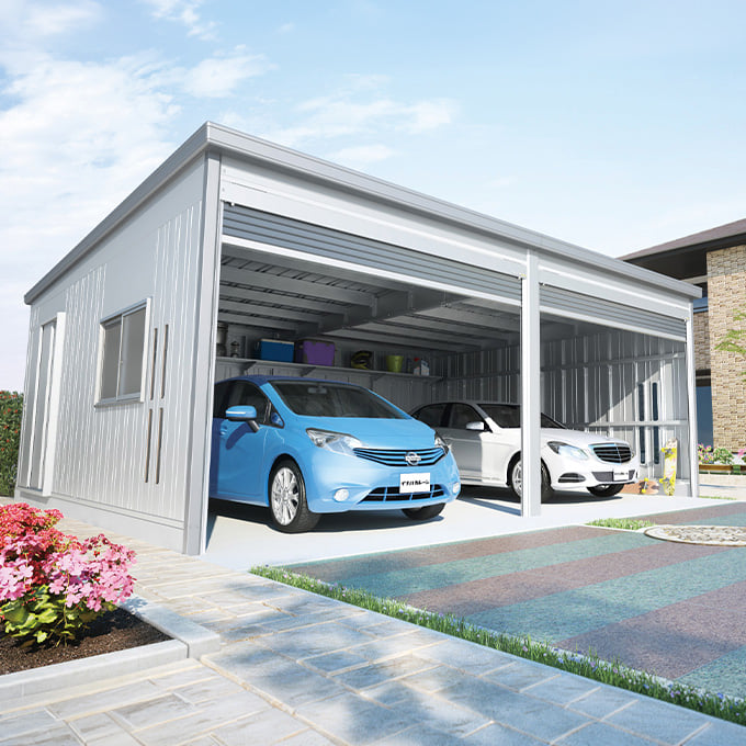 イナバ物置 GARADIA ガレーディア 2連棟 GRN-3626・57H 2台用 豪雪型 ハイルーフ 