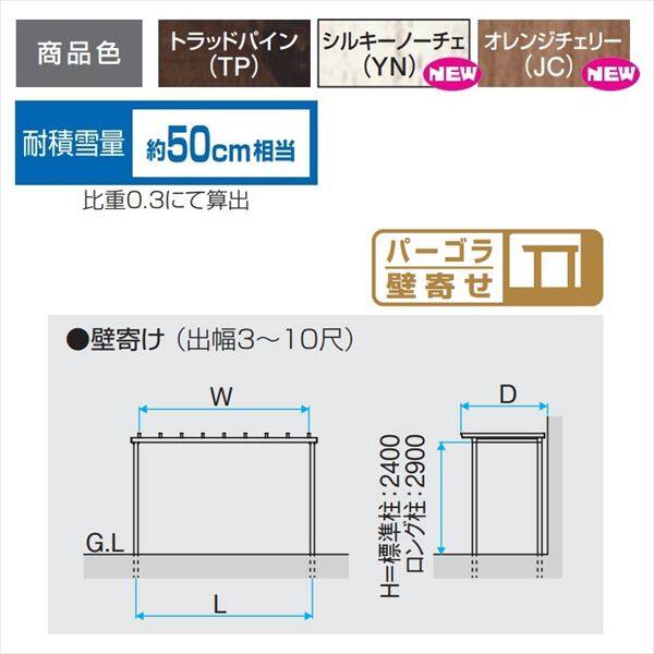 三協アルミ ナチュレ パーゴラタイプPY型 壁寄せ納まり 標準柱 1500タイプ 1.5間×3尺 関東間 単体TPPYAB-9030 