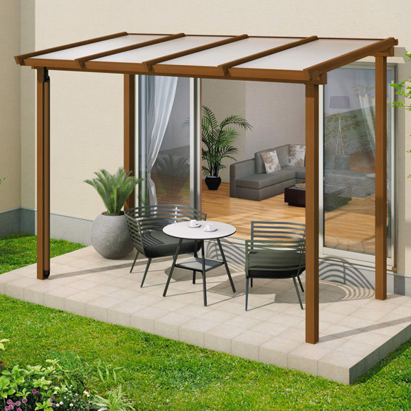 三協アルミ ナチュレ　テラスタイプNY型 壁寄せ納まり　ロング柱　600タイプ　1.5間×7尺 関東間 単体TPYAA-C-9070 屋根：熱線遮断ポリカ板 