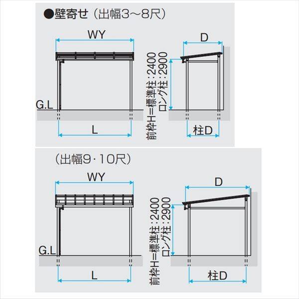 三協アルミ ナチュレ パーゴラタイプPY型 壁寄せ納まり ロング柱 1500タイプ 1.5間×3尺 関東間 単体TPPYAB-9030 