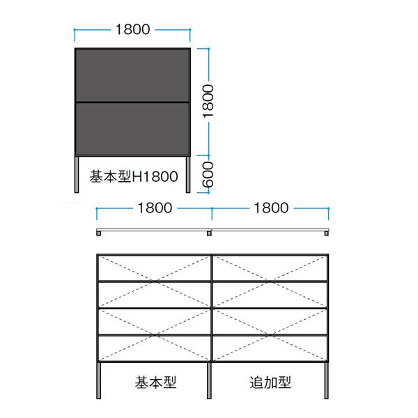 タカショー エバーアートボードフェンス 4型セット 両面 60角柱 H1800 基本型（両柱） エバーアートボード仕様 見切材:ステンカラー