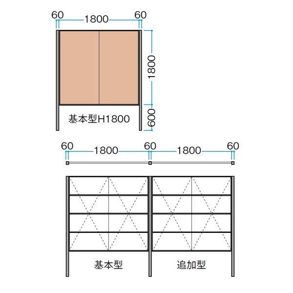 タカショー エバーアートボードフェンス 5型セット 片面 60角柱 H1800 基本型（両柱） エバーアートボード仕様 見切材:ステンカラー