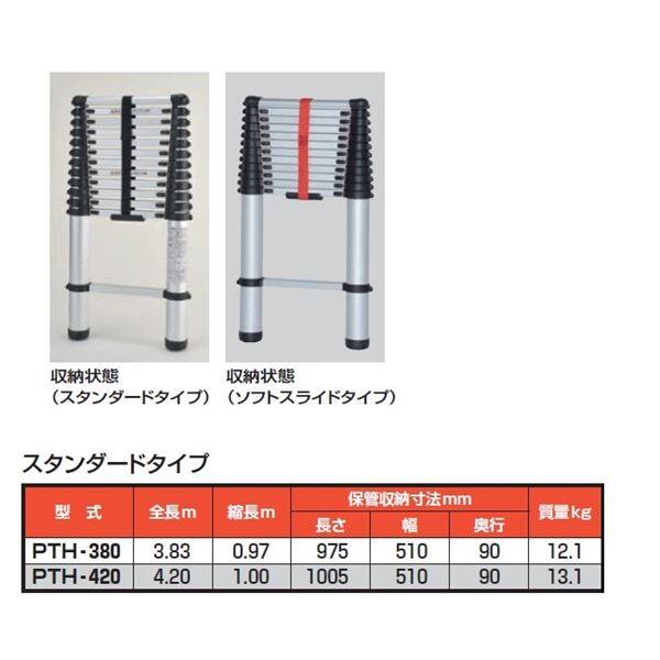 ピカコーポレイション 伸縮はしご ソフトスライドタイプ PTH-S420J 