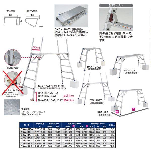 ピカコーポレイション ダイナワークタフ 足場台（可搬式作業台） DXA-1076B 