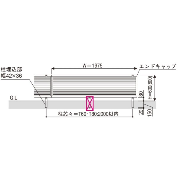 YKK YKKAP シンプレオフェンス 13型 T60 本体 『アルミ フェンス 高さ