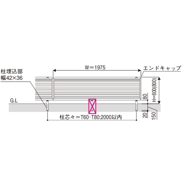 YKK YKKAP シンプレオフェンス 13型 T60 本体 『アルミ フェンス 高さ60cm 横ルーバー 目隠し