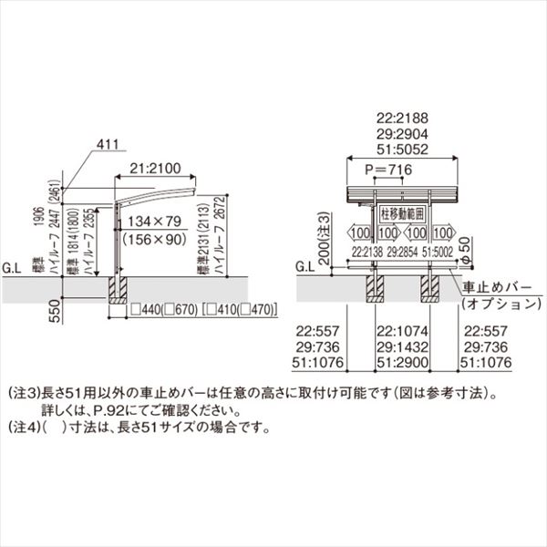 サイクルポート YKKAP アリュース ミニ 600タイプ 22-21 ポリカ屋根 ハイルーフ基本セット 『サビに強いアルミ製 家庭用 自転車置き場 屋根』 