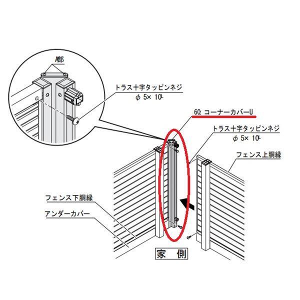 四国化成 ルーバーフェンスK1・K2型用　オプション コーナーカバー(90度～180度） H1000用 40CC-10 