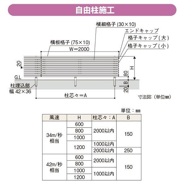 YKKAP YKK ルシアスフェンス H09型 たてストライプ 本体 複合色 T80