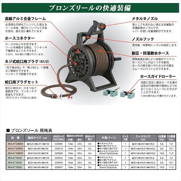 三洋化成 ホースリール ブロンズリール 20ｍ BR4-XT20GO グリーン