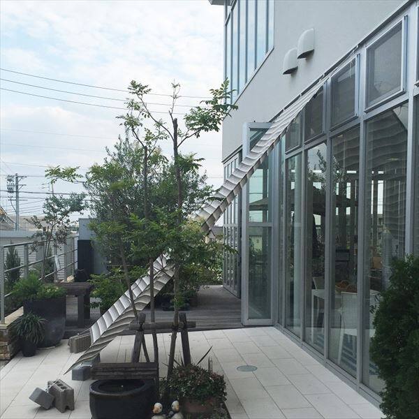 イチオリシェード　4ｍロングタイプ　遮光タイプ　『屋外用日よけ　透過性と通気性へのこだわり　日本製　シェード』 クラウド