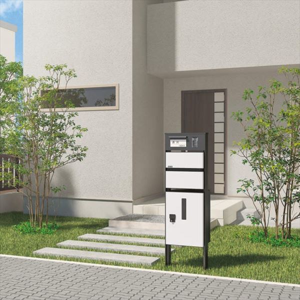 【法人様限定商品 個人宅・現場配送不可】四国化成 ソネット門柱1型 宅配ボックス付 独立式 目隠しパネル仕様 『機能門柱 機能ポール』 