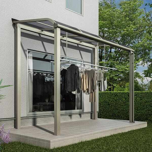 YKK テラス屋根 独立納まり ソラリア 2間×5尺 柱標準タイプ 関東間 単体 アール型 上止め施工 熱線遮断ポリカ屋根 H=2,500仕様 600N／m2 積雪20cm地域用 後付け 