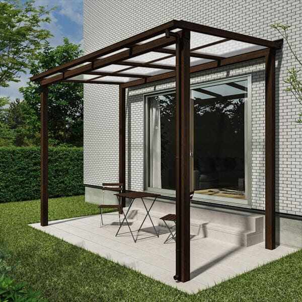 YKK テラス屋根 独立納まり サザンテラス フレームタイプ 2間×8尺 関東間 ポリカ屋根 標準柱仕様 600N／m2 積雪20cm地域用 後付け 