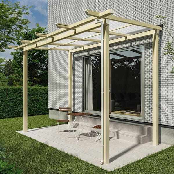 YKK テラス屋根 独立納まり サザンテラス パーゴラタイプ 1.5間×5尺 関東間 熱線遮断ポリカ屋根 標準柱仕様 1500N／m2 積雪50cm地域用 後付け 
