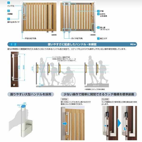 スライド門扉 YKK YKKap ルシアススライドS02型 片引き 片面シリンダー錠セット 標準柱 H=1400(柱高さGL+1500) 12-14R( L) 12-14R・12-14L 木調色 UME- 門扉、玄関