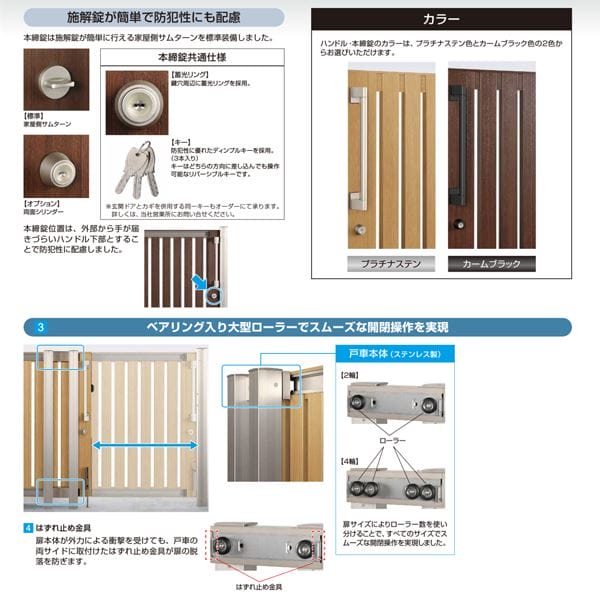 YKKAP ルシアススライド S02型 標準柱 14-14L 片引き 片面シリンダー錠セット 『たてストライプ ノンレール式引き戸 門扉』 アルミカラー