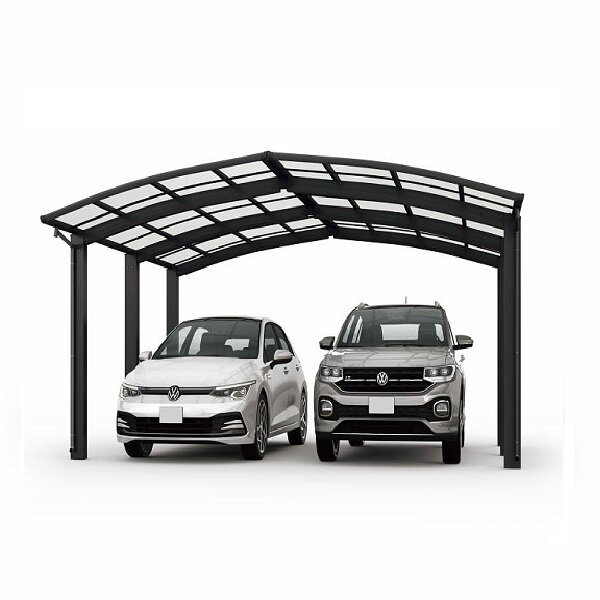 【商品のみ】カーポート 2台用 YKKAP YKK アリュース 1500タイプ M合掌セット M57-27・27M ハイルーフ柱 屋根/熱線遮断ポリカーボネート板 奥行:5768mm×幅:5414mm 有効高:2500mm　柱6本　 