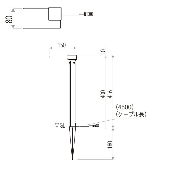 YKKAP VIEW UP スパイクプレートフロアライト よこ型R 15形相当（50lm） NNL-UDB-5 