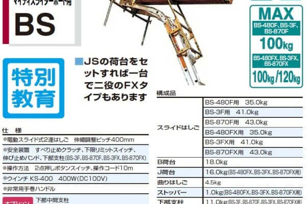 荷揚げ機マイティスライダーボード用BS